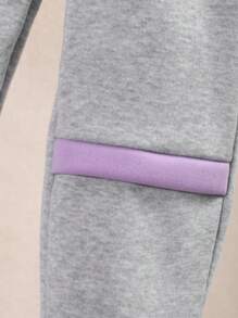 Young Girl Graphic Print Fleece Sweatshirt Casual Outfit Set, Autumn/Winter