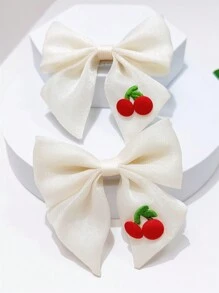1 件/2 件樱桃蝴蝶结发夹，优雅甜美装饰发饰，适合女士情人节爪夹发夹发夹，学校用品，大学，女士冬季服装，蝴蝶结，可爱 - 彩色 - 查看 6