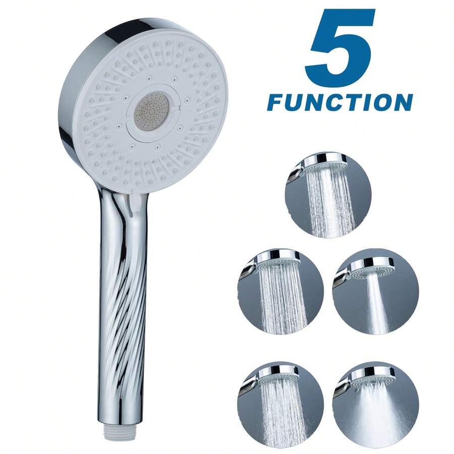 1 件手持淋浴喷头 - 5 种可调节水输出模式，壁挂式，涂漆表面，浴室必需品。