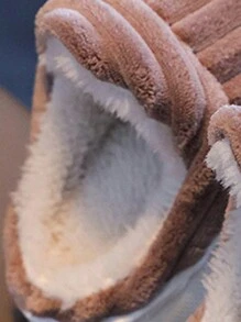 Fashionable Stripe Soft & Warm Anti-Slip Cute Fleece House Slippers, Kids/Teen Slippers