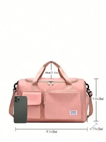 Durable Nylon Foldable Tote Bag With Separate Shoe Compartment, Suitable For Storing Sportswear, Yoga Gear, Travel Items, School Supplies - Pink - View 3