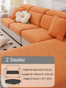 1 件通用弹力提花沙发座垫套，防尘宠物沙发套，纯色客厅装饰 - 橘色 - 查看 10