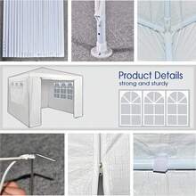 Event Gazebo With 4 Side Panels, Outdoor Waterproof Party Tent Marquee With Coated Steel Frame (3x3M) - Azul - Ver 7