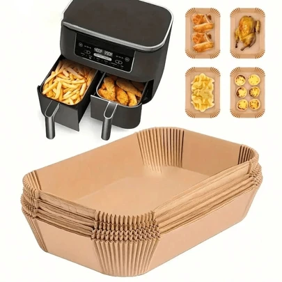 50/100/150/200 st luftfritös (rund/fyrkantig) Engångspappersfoder fyrkantiga, kökstillbehör, non-stick pergamentpapper, luftfritös tillbehör, oljesäker och vattentät, pappersfoder för bakning Stekning Mikrovågsugn Air Fryer Air Fryer Foder Airfryer Airfryer Airfryer papper