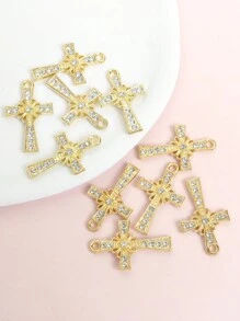 10 件装欧美街头风格花朵和设计饰物，带闪亮水钻 - 适合任何场合的时尚配饰 Lolita JK 男女项链耳环钥匙扣和服装装饰 DIY 合金吊坠宗教节日珠宝配饰