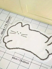 1pc/2pcs (Set Of 2) Faux Wool Fabric, Washable Bottom. Cute Cartoon Cat Shaped Carpet, Indoor Decorative Rug, Washable Carpet, Suitable For Bedroom, Living Room, Office, Home Decor, Room Decor Mat, Suitable For Winter Entryway Decor Bathroom Kitchen Decor - Multicolor - View 3