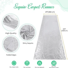 3 Pcs Silver Aisle Runner 4ftx20ft Silver Glitter Aisle Runner Sequin Rug For Wedding Ceremony Wedding Rug Indoor Party - Silver - View 3