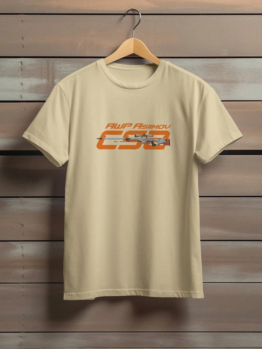 T-Shirt Cotton Shirt Skins AWP Asiimov Game Gamer Ref 1405 FLUXOGEEK - Màu Khaki - Xem 1