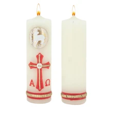 Paquete Con 10 Cirios Pascuales Decorados Incrustación De Cera Para Decoración o Recuerdos - Blanco - Ver 3