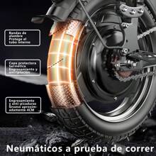 NINOTO Bicicleta Eléctrica Plegable14 Pulgadas 45km/h Con Led Autonomía 60km Real Color Negro Ligera Espalda 7 Armortiguado - Negro - Ver 7