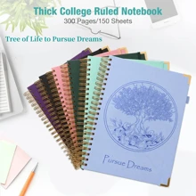 300 Pages Big Tree Pattern Hardcover Leather Journal/Notebook, College Ruled Spiral Bound Notebook, Pursue Dreams Diary, Embossed & Debossed Craft, Large A5/B5 Lined Notebook With 2 Pockets & 24 Index Tabs, Suitable For Men & Women, Great For School, Office & Note Taking, 100gsm Thick Pages, Multi-Color, Green Elegant Notebook Gift,School Supplies,Back To School