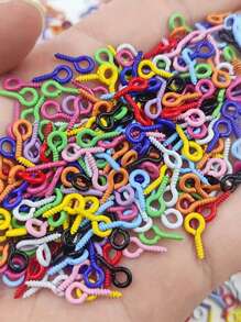 100/200/300/500 piezas de tachuelas de ojos de oveja de metal de colores, clavos de cuerno de oveja, clavos de rosca para cierres de colgantes, materiales de fabricación de joyas DIY, suministros diversos para pequeños negocios de accesorios de joyería DIY, coloridos pasadores con ojos roscados de moda para accesorios de fabricación de joyas, accesorios de joyería de metal para materiales de fabricación de joyas DIY y con cuentas (color aleatorio) - color - Ver 3