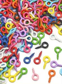 100/200/300/500 piezas de tachuelas de ojos de oveja de metal de colores, clavos de cuerno de oveja, clavos de rosca para cierres de colgantes, materiales de fabricación de joyas DIY, suministros diversos para pequeños negocios de accesorios de joyería DIY, coloridos pasadores con ojos roscados de moda para accesorios de fabricación de joyas, accesorios de joyería de metal para materiales de fabricación de joyas DIY y con cuentas (color aleatorio) - color - Ver 10
