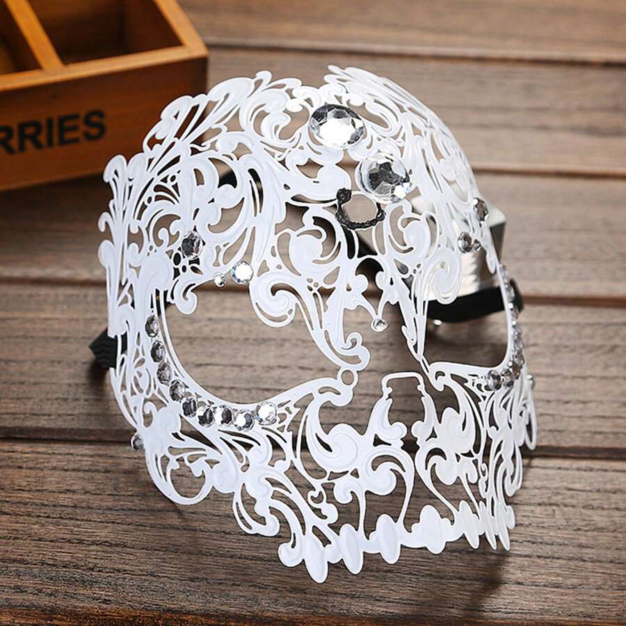 Masquerade Mask Mardi Gras Costume Mask Christmas Cosplay Metal Party Mask, 20*16 Cm - trắng - Xem 1