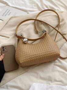 2024 时尚复古新月斜挎包百搭女士手提包和腋下包 - 卡其色 - 查看 4