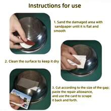 Balde de reparación de baches, parche reparador de grietas de cazuela, cinta adhesiva de aluminio resistente al fuego y al agua, apta para reparar agujeros en ollas y lavabos