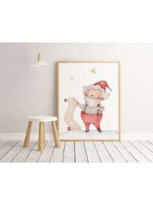 1 件圣诞节海报可爱卡通绘画海报麋鹿圣诞老人帆布印刷节日海报墙壁艺术装饰画家居装饰无框，圣诞礼物 - 彩色 - 查看 113