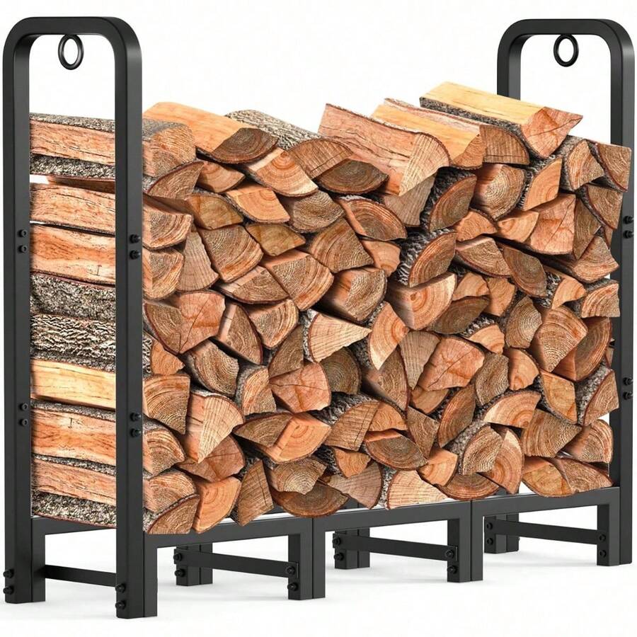 4ft Firewood Log Rack Outdoor Indoor Heavy Duty Wrought Fire Wood