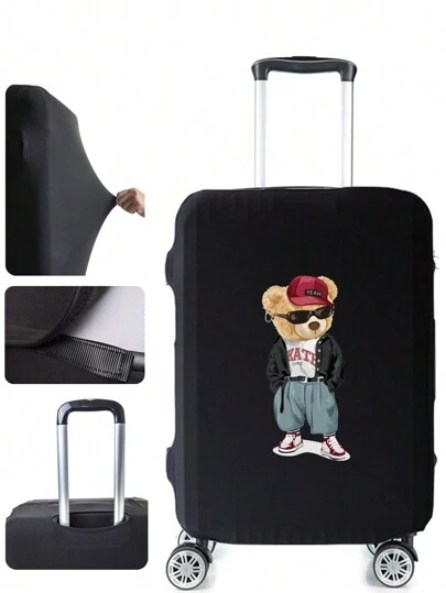 1 PC Luggage Covers 18-32 Inches Bear Printed Suitcase Cover, Strong Elastic Suitcase Cover, Suitcase Protective Cover, Stretch Dust Covers , Travel Accessories Luggage Supplies, Trolley Suitcase Cover Travel Essentials Workout School Supplies Holiday Camping Holiday Essentials Vacation Bag For School School Accessories School Stuff