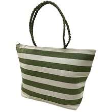 Women's Black Striped Handbag Summer Beach Pool Travel Traveling Fashion Beautiful Boho Tote - 綠色 - 查看 3