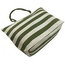Women's Black Striped Handbag Summer Beach Pool Travel Traveling Fashion Beautiful Boho Tote - 綠色 - 查看 5