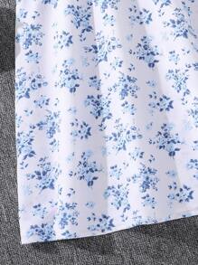 Tween Girls Ditsy Floral Bow Decor Square Collar Long Sleeve Dress, Geschikt voor Feesten en Vakanties, Lente Herfst