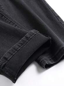 Men's Fashionable Pure Cotton Blended Slightly Elastic Jeans, Chic Street Style Regular Fit Men's Bottoms - Grey - View 8