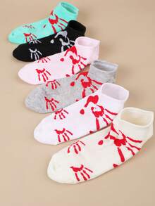 6 双女士低帮豹纹隐形袜子（黑色、白色和灰色），防滑、吸汗 - 彩色 - 查看 7