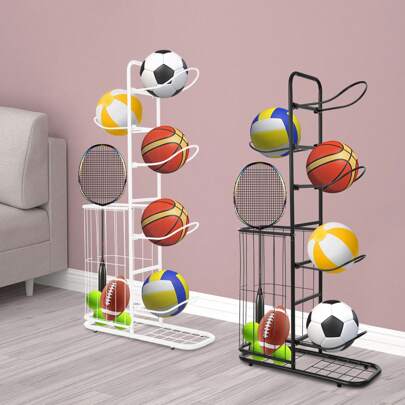 Garage Organizer For Sports Equipment, Basketball Storage Shelf, Removable Standing Rack Holder Garage Organizer For Sports Equipment, Basketball Storage Shelf, Removable Standing Rack Holder