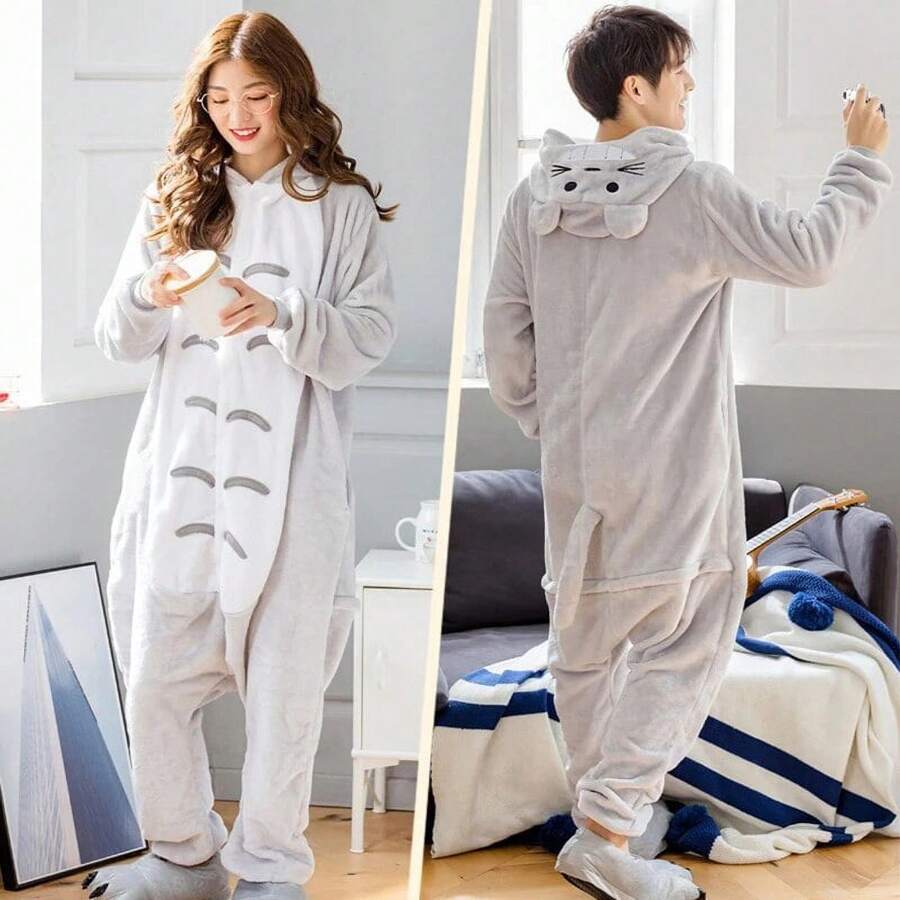 Sullivan Pajamas Complete Warm Unisex Women And Men Pajamas In Couples Anime Cosplay Costumes Stitchch, Flannel Pajamas For Women Cartoon Anime Clothing Winter Rompers Dinosaur Romper Cat And Panda Jumpsuit, Animal Jumpsuits, Halloween And Chiristmas Costumes Home Clothes Gift Sleep, Adult Souvenir Toothless Romper Gentleman Pajamas - 灰色 - 查看 1