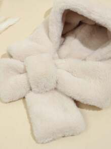 1pc Baby Cute Bear Plush Earflap Beanie Hat With Scarf, Thick Warm For Autumn/Winter, Unisex