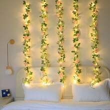 Artificial Rose Vine Fake Flower Garland Fake Silk Rose Hanging Vine For Wedding Party Background Arch Garden Background Decoration,Proposal, Wedding, Party Decoration(4 Style, Solar/Battery Powered, Not Including Battery) - Multicolor - View 8