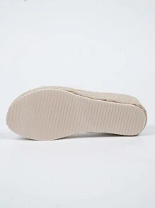 Women's Resort Wedge Sandals With Single Strap And Straw Sole, Wide Width And Plus Size