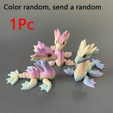 1pc Mini Sea Dragon 3D Printing Model, Scales Colorful And Shiny, Eyes Gradient - Perfect Choice For Home Decor And Desk Accessories,3d Printed Stuff,3d Dragon With Egg,3-D Dragons - Multicolor - View 8