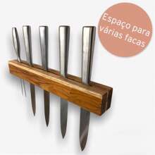 Suporte para Facas de Parede em Madeira Teca Premium 39x5cm - Le Requena (Não acompanha Facas)