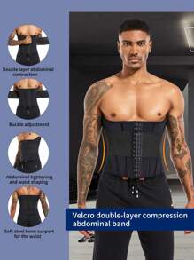 Man Waist Shaper Waist Cincher Belly Shaping Corset Wrap Belt Waist Trainer Shaper Tummy Control Shapewear - 黑色 - 查看 5