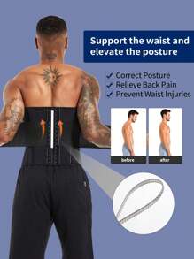 Man Waist Shaper Waist Cincher Belly Shaping Corset Wrap Belt Waist Trainer Shaper Tummy Control Shapewear - 黑色 - 查看 7