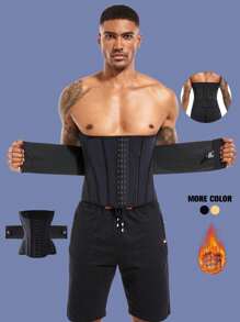 Man Waist Shaper Waist Cincher Belly Shaping Corset Wrap Belt Waist Trainer Shaper Tummy Control Shapewear - 黑色 - 查看 3