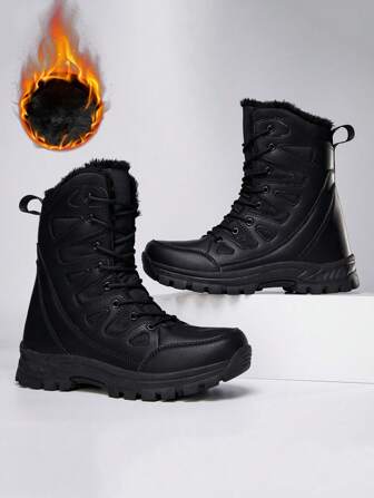 Winter Thermal Lined Couple's Snow Boots, Women's Warm Boots, Tall Shaft Outdoor Hiking Boots