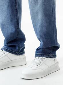 Men's Straight Baggy Jeans Premium Streetwear Oversized Rapper Denim Skater Style Loose Fit - 中等水洗藍 - 查看 5
