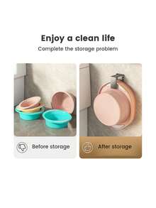 2 件装，不锈钢面盆挂钩，浴室壁挂式免打孔收纳架，浴室面盆收纳架，厨房砧板挂架，伸缩式挂架，适用于浴室厨房节省空间 - 彩色 - 查看 9