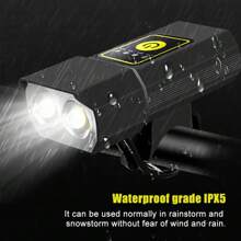 1pc Aluminum Alloy Bicycle Front Light, USB Rechargeable High Brightness Mountain Bike Warning Light For Night Riding - Black - View 7