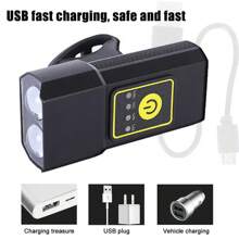 1pc Aluminum Alloy Bicycle Front Light, USB Rechargeable High Brightness Mountain Bike Warning Light For Night Riding - Black - View 3