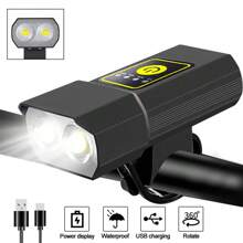 1pc Aluminum Alloy Bicycle Front Light, USB Rechargeable High Brightness Mountain Bike Warning Light For Night Riding - Black - View 2