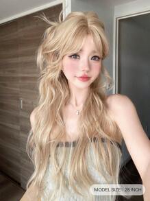 alicegarden 1 Synthetic Heat-Resistant ,Wavy Wigs Gold Wig ,28 Inches Long, Made Of Fiber, Suitable For Daily Use, Natural And Realistic Wig(Excluding Accessories)