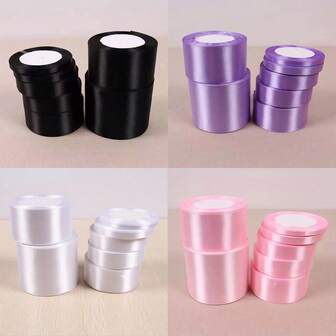 1 Roll Satin Ribbon 1cm/1.5cm/2cm/2.5cm/3.8cm/5cm Flower Wrapping Ribbon Bow Polyester Satin Ribbon Gifts Box Craft DIY Hair Clips Rose Bouquet Webbing