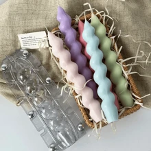 Khuôn nến Acrylic hình nón, Dụng cụ làm nến nhựa dài lượn sóng sọc, Trang trí tiệc cưới, Quà tặng trang trí nhà cửa - Trong sáng - Xem 2