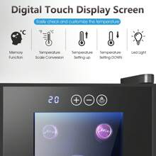 OYAJIA 12 Bottle Wine Cooler With Digital Touch Screen Controls & LED Light,10-15℃, Black - Black - View 4