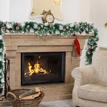 VA-Cerulean Fir Garland 3m 5m 8m Christmas Garland, Christmas Garland With Lighting, Christmas Decoration Garlands With Red Berries And Pine Cones, For Indoor And Outdoor Decoration Of Doors, Walls And Stairs - Model a -300cm - View 5