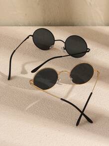 1/2 件圆框个性化复古经典女士时尚眼镜组合，适合驾驶露营户外旅行街拍装饰，适合夏季海滩度假、户外、旅行 - 彩色 - 查看 5